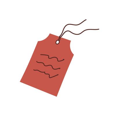 Vintage handmade tag with note and label on paper. Simple doodle design in flat style. Concept of communication, correspondence, and love, ideal for creative projects gifts.