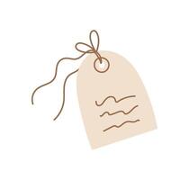 Simple handmade tag with note and heart design. Flat paper label for messages or gifts, perfect for holiday or romance themes. Ideal crafting, creative correspondence, and doodle style. vector