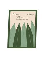 Simple card featuring a leaf and plant doodle design. Flat cartoon graphic style note with envelope and message. Concept of love, communication, creative stationery, ideal for invitations or vector