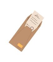 Handwritten letter and note inside vintage envelope. Love message on flat paper with card design. Concept of communication, correspondence, and creativity, ideal for greeting card use. vector