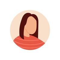A woman in a modern portrait style. This digital illustration captures the beauty and character of a female face. The design showcases simple, round shape with friendly expression, ideal for vector