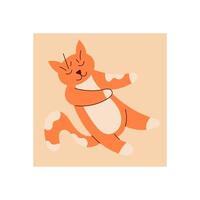 This cute character features a happy orange cat. Simple cartoon art showcases a playful animal. A friendly feline radiates joy and warmth, ideal for fun concepts, art, and social media. vector
