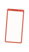 Blank screen phone template in simple style. Mobile device with an empty display for apps or messages. A digital gadget held by a user. Perfect for showcasing applications, online media, or user vector