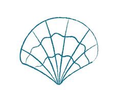 Chalk seashell silhouette. Crayon seashell design. Aquatic creature, marine life, doodle style, perfect for summer themes, undersea decorations, or aquarium projects. vector