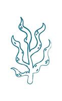 Seaweed plant silhouette doodle. Aquatic flora in marine ocean context. Underwater life design in flat style, suitable for summer themes and nature projects. vector