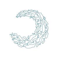 outline fish school pattern. Silhouette of aquatic creatures in a dynamic arrangement. This ocean doodle, featuring many fish, provides a vibrant visual experience for aquatic projects. vector