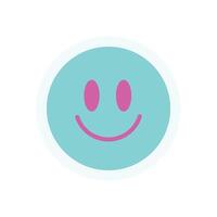 Cute smile emoji sticker. Fun expression in a retro aesthetic. Modern element of 90s design, abstract shape, y2k vibe. Ideal for decoration, playful graphic collection, or trendy streetwear. vector