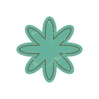 Bold abstract flower shape. Decorative icon with grunge texture. Modern brutalist element, flat design, y2k aesthetic, perfect for stickers and graphic applications. vector