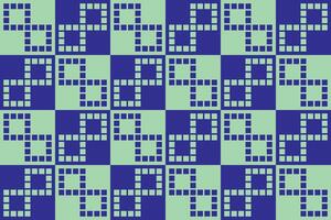 A blue and green checkered square patterns geometric background vector