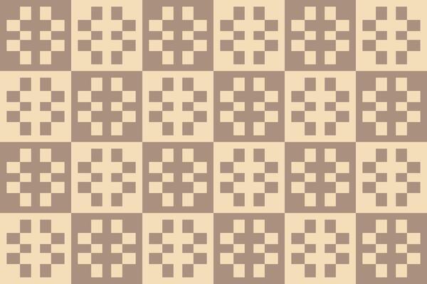 A geometric pattern of squares in brown and beige