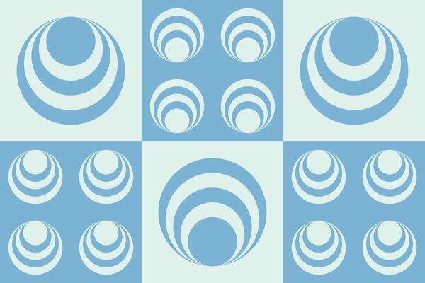 A blue geometric pattern with circles