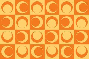 An orange and yellow checkered pattern with circles vector