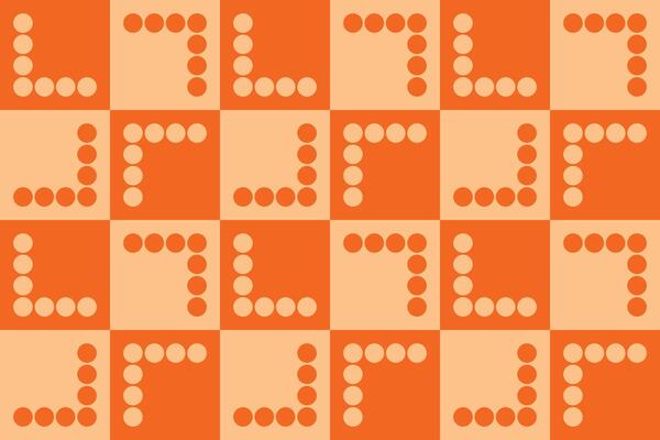 An orange checkered pattern with dots