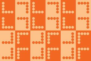 Orange checkered pattern with dots vector