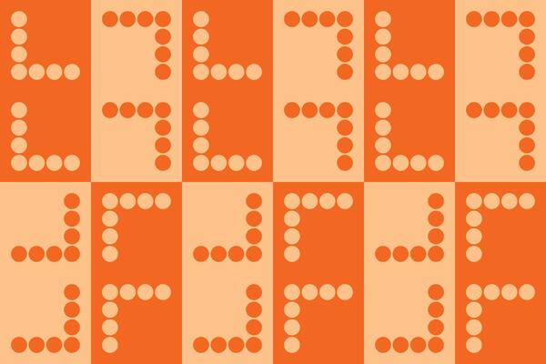 Orange checkered pattern with dots