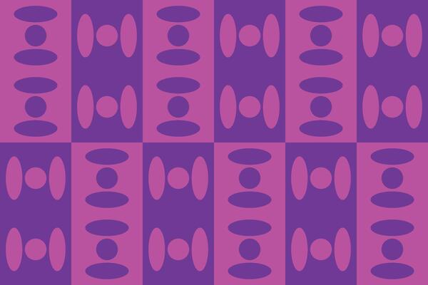 A purple geometric background with circles