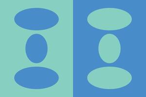 Two blue and green circles with different shapes vector