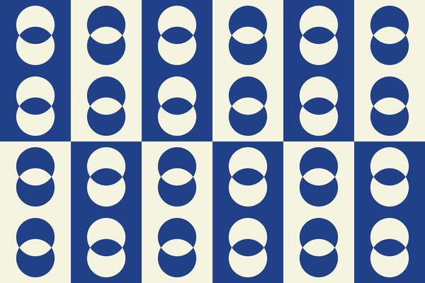 A blue geometric pattern with circle shapes