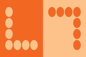 Two different colored circle shapes on an orange background vector