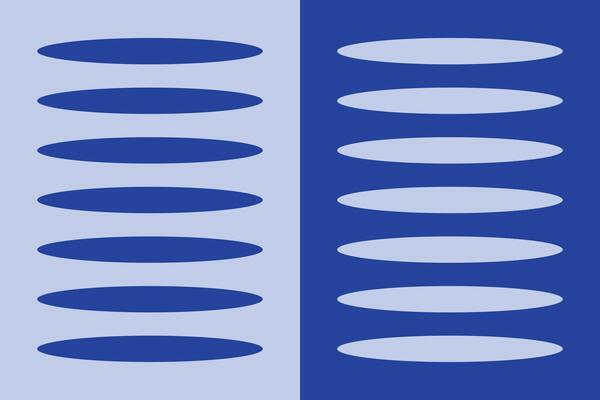 Two blue and white stripes with different shapes