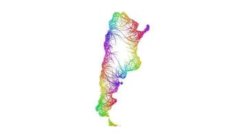 Rainbow sketch outline map of Argentina vector