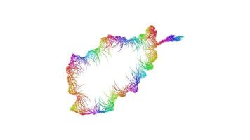 Rainbow sketch outline map of Afghanistan vector