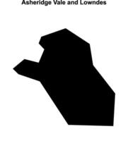 Asheridge Vale and Lowndes, England blank outline map vector