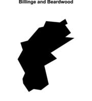 Billinge and Beardwood, England blank outline map vector