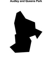 Audley and Queens Park, England blank outline map vector