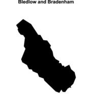 Bledlow and Bradenham, England blank outline map vector