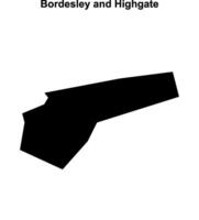 Bordesley and Highgate, England blank outline map vector