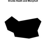 Druids Heath and Monyhull, England blank outline map vector