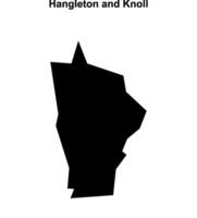 Hangleton and Knoll, England blank outline map vector