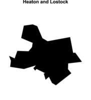 Heaton and Lostock, England blank outline map vector