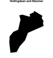 Hollingdean and Stanmer, England blank outline map vector