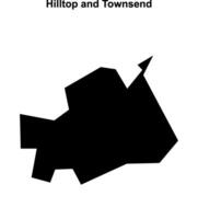 Hilltop and Townsend, England blank outline map vector