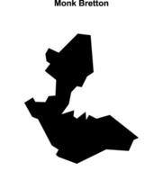 Monk Bretton, England blank outline map vector