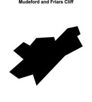 Mudeford and Friars Cliff, England blank outline map vector