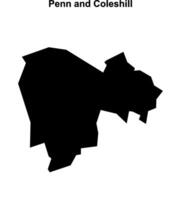 Penn and Coleshill, England blank outline map vector