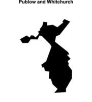 Publow and Whitchurch, England blank outline map vector