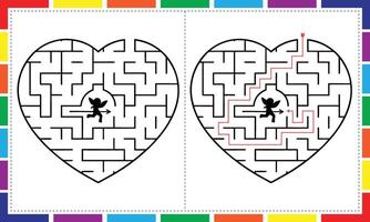 Kids Maze Puzzle with Heart Theme for Learning Fun vector