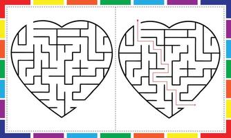 Printable Heart Maze with Mouse Character vector