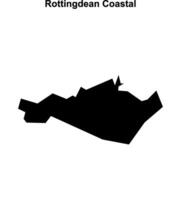 Rottingdean Coastal, England blank outline map vector