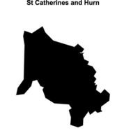 St Catherines and Hurn, England blank outline map vector