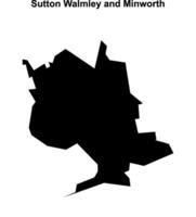 Sutton Walmley and Minworth, England blank outline map vector