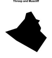 Throop and Muscliff, England blank outline map vector