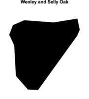 Weoley and Selly Oak, England blank outline map vector