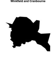 Winkfield and Cranbourne, England blank outline map vector