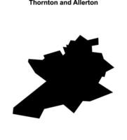 Thornton and Allerton, England blank outline map vector