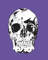 illustration of a detailed black and white skull, perfect for tattoo art, gothic themes, horror graphics, and alternative design projects. Ideal for posters, apparel, and sticker designs. vector